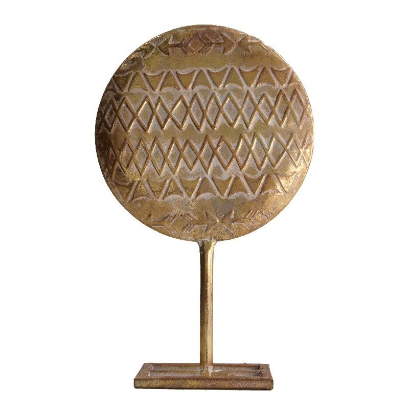 Statue Gold White-Washed Metal - 17.2x7.2x28cm