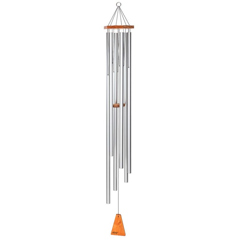Arias Chime - 6 Tube  - Satin Silver - 58&quot;