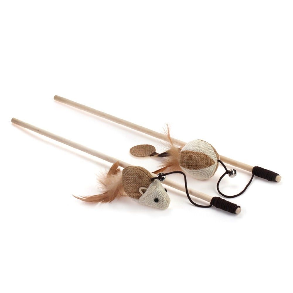 Cat Toy - Linen Toy &amp; Feather Teaser