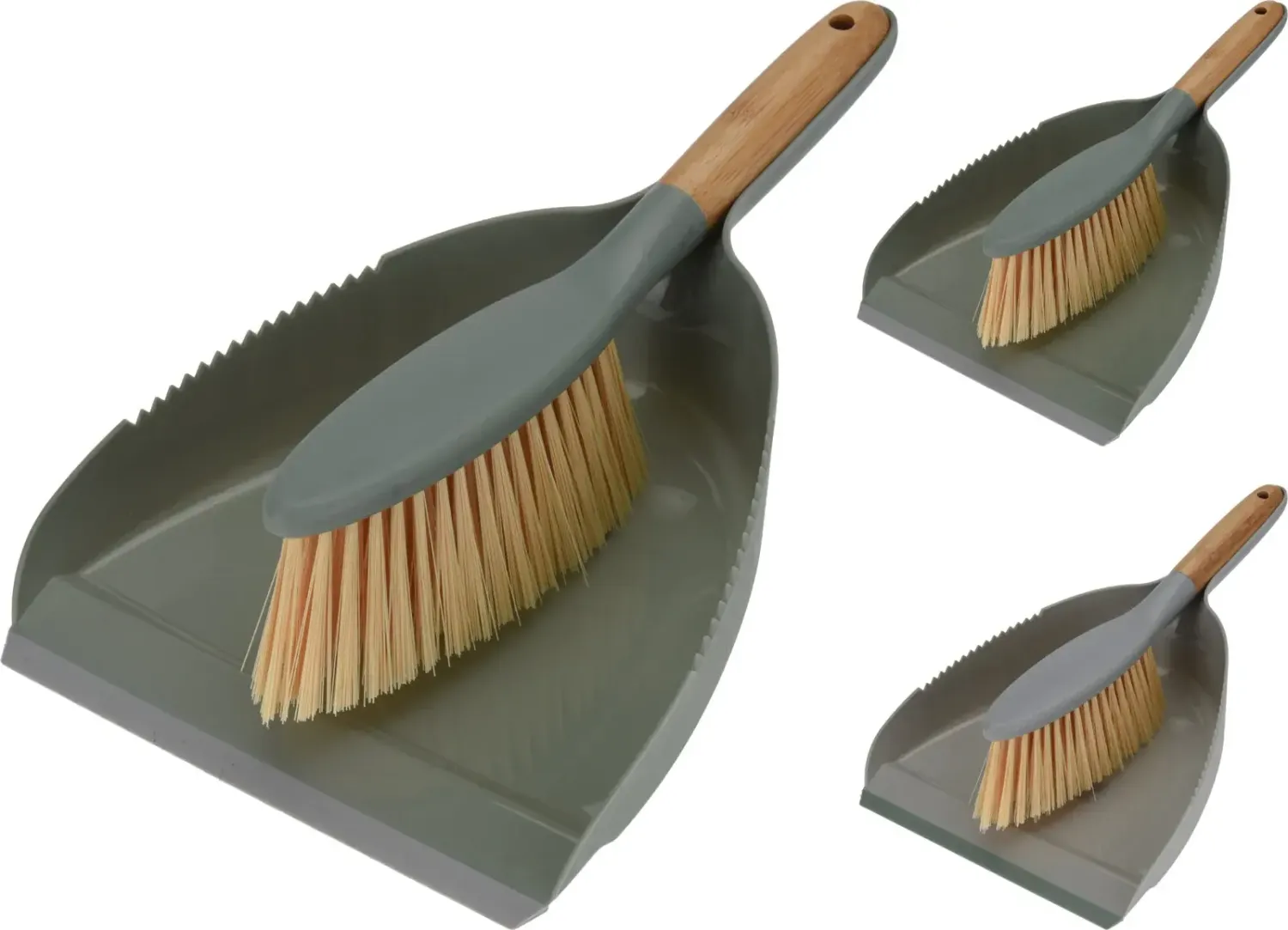 Dustpan and Brush Matt Black with Bamboo Grip