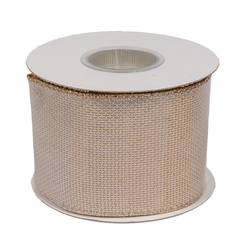 Ribbon - Metallic Tile Link Value Wired Edge - Gold - 2.5&quot; - 10Y