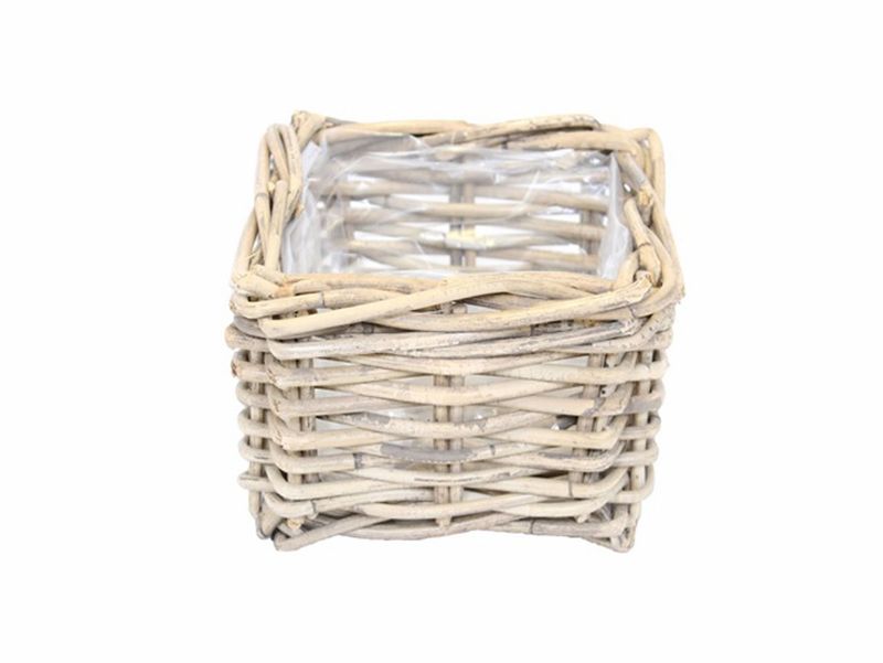Planter Rattan Grey Square