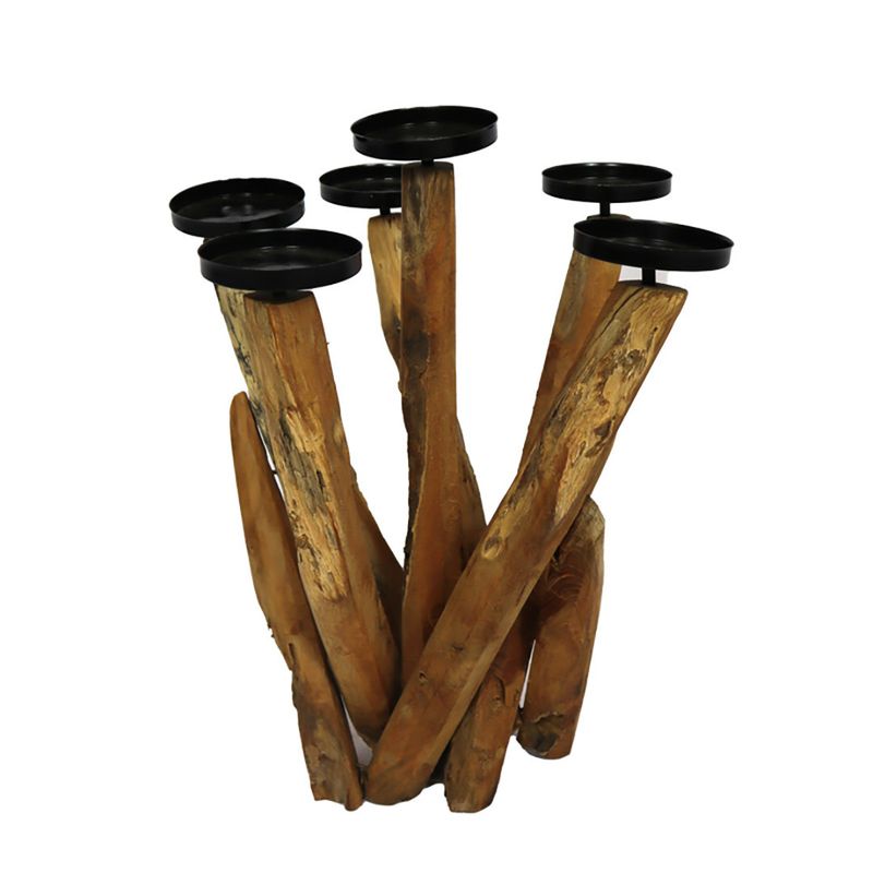 Teak root candle holder