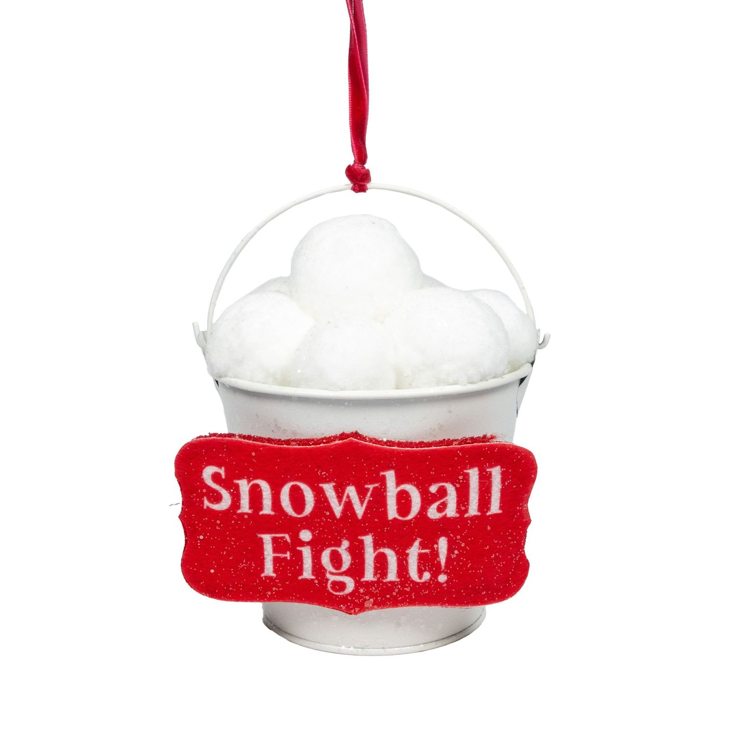 Snowball Fight Bucket Ornament - 6.5&quot;