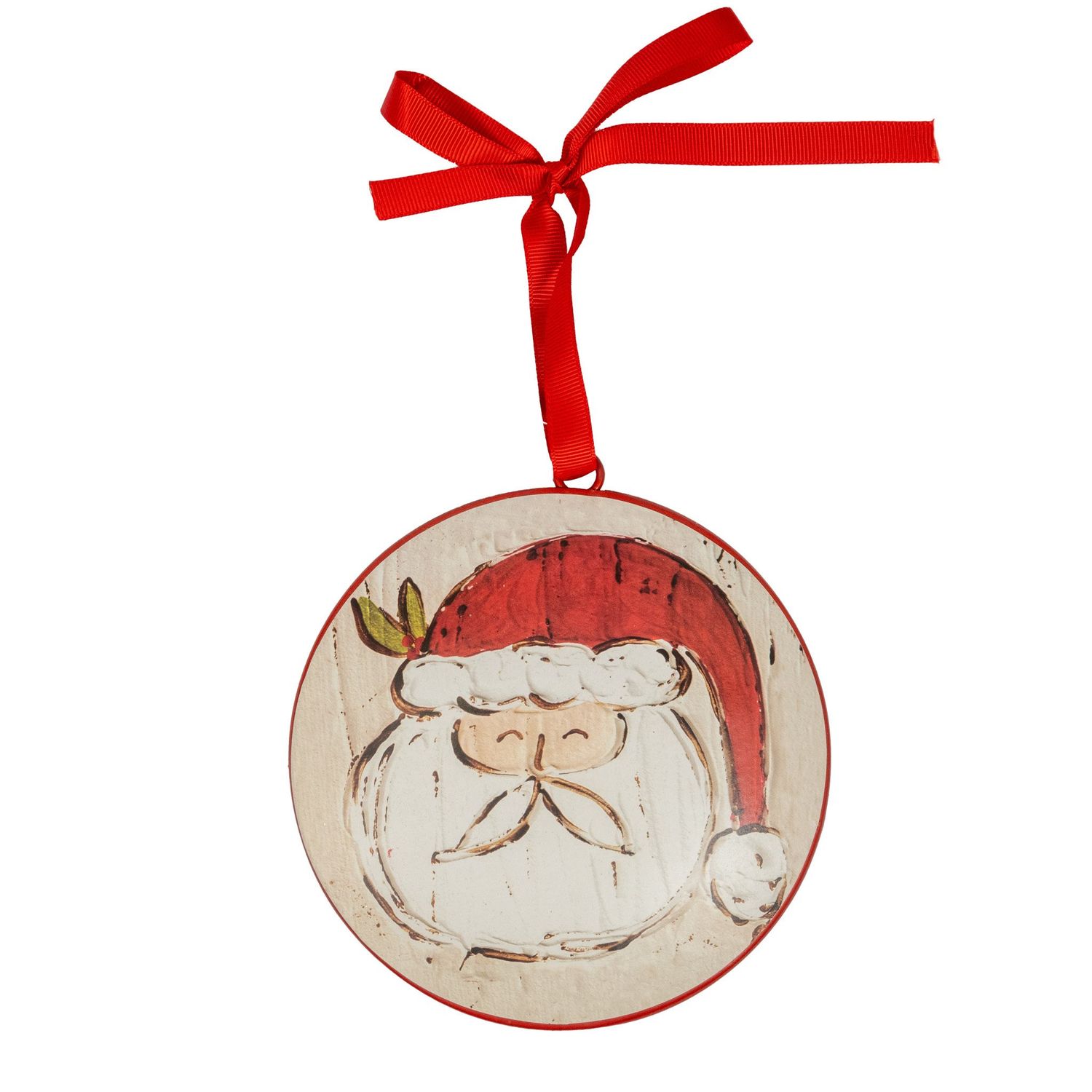 Santa Face Disc Ornament - 6&quot;