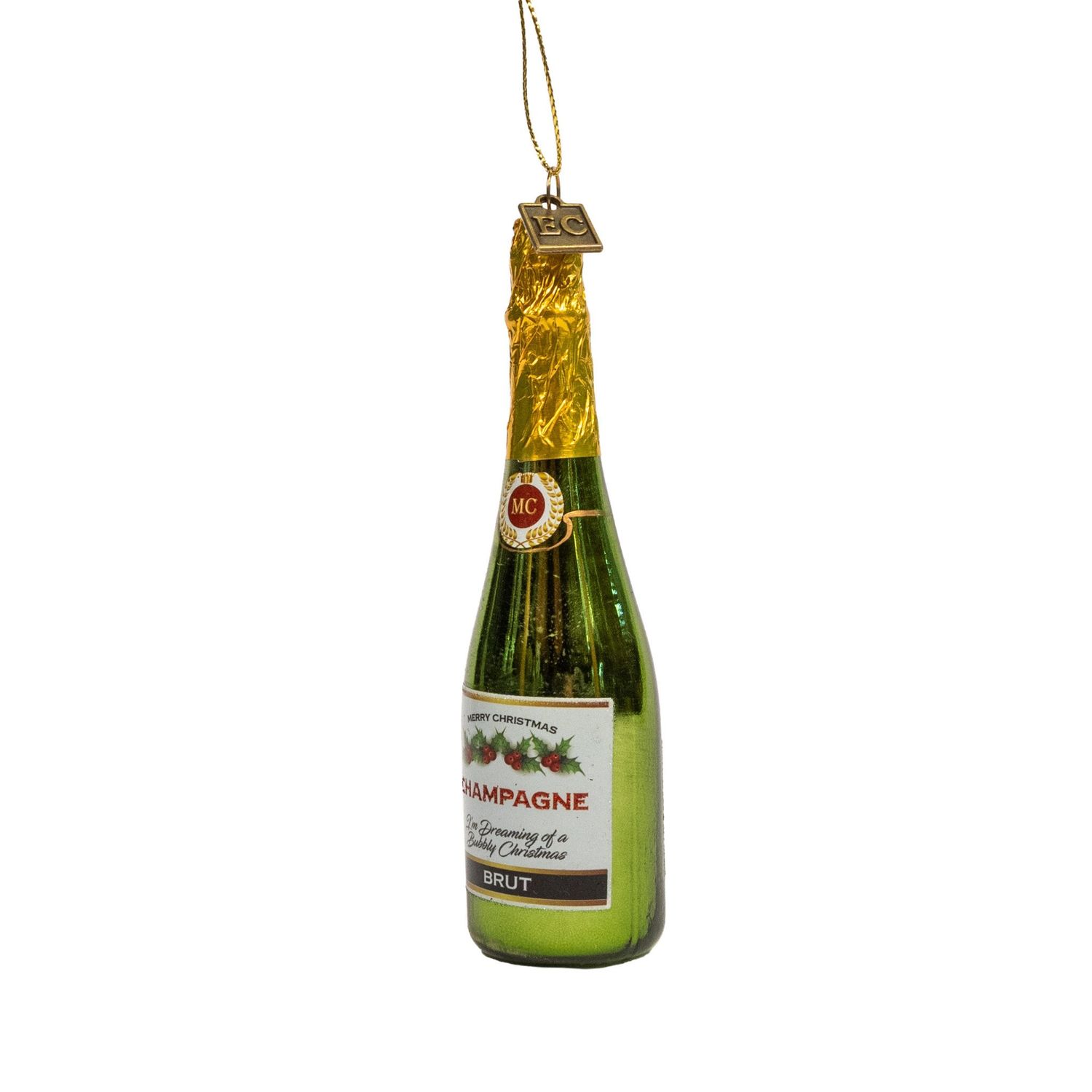 EC Merry Christmas Champagne Ornament - 5&quot;