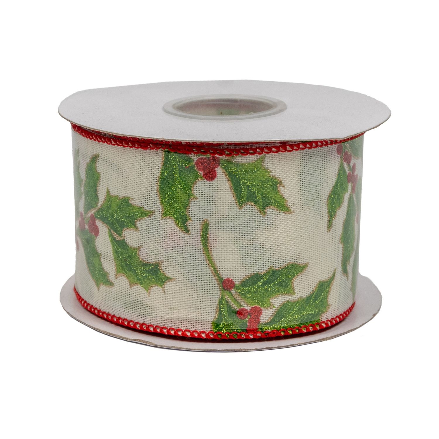 Ribbon - Glitter Holly Berry Exquisite Wired Edge - Green Red - 2.5&quot; - 10Y