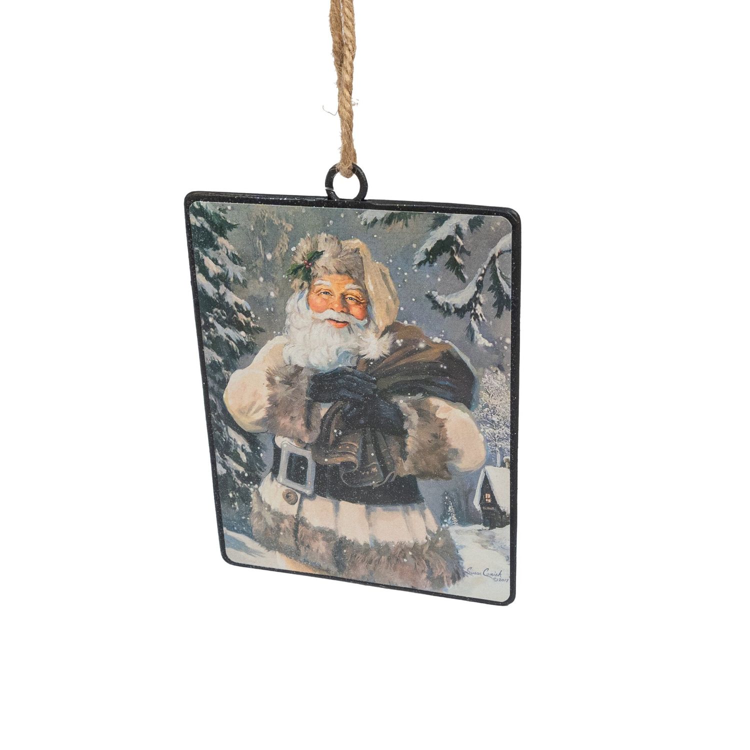 Woodland Santa Disc Ornament - 6&quot;