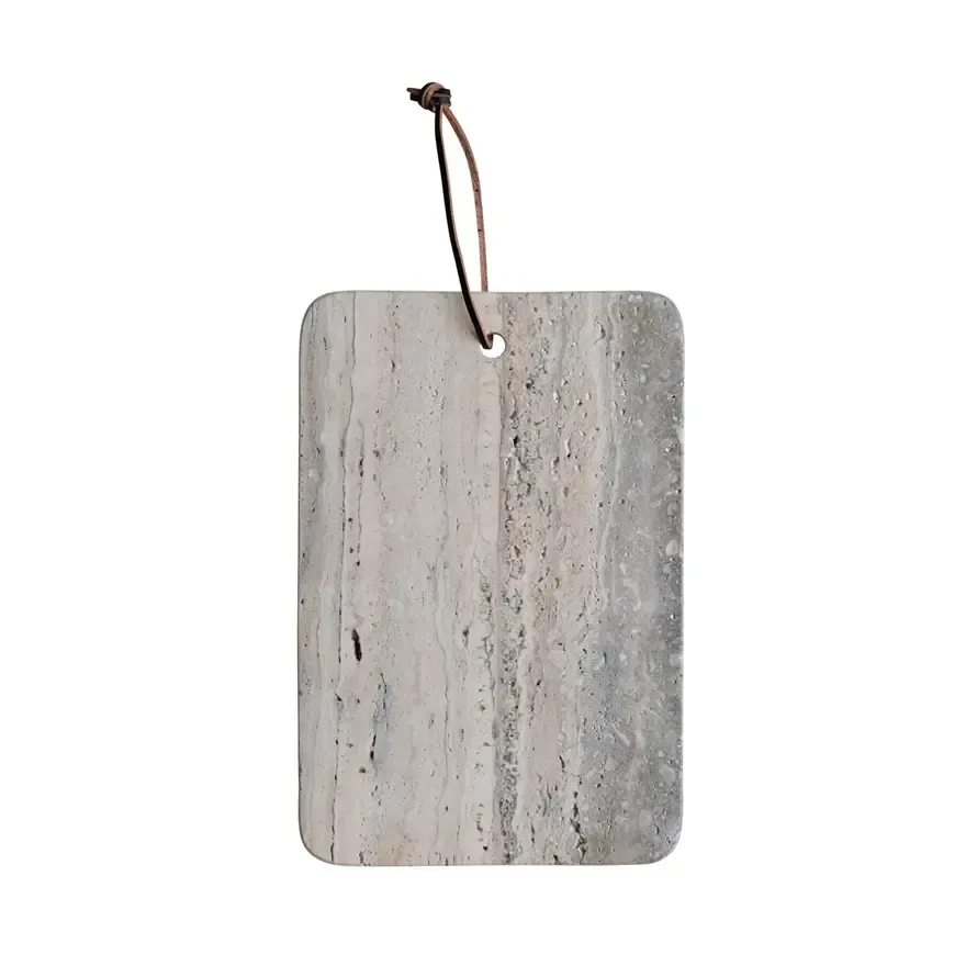 Travertine Cheese Cutting Board with Leather Tie