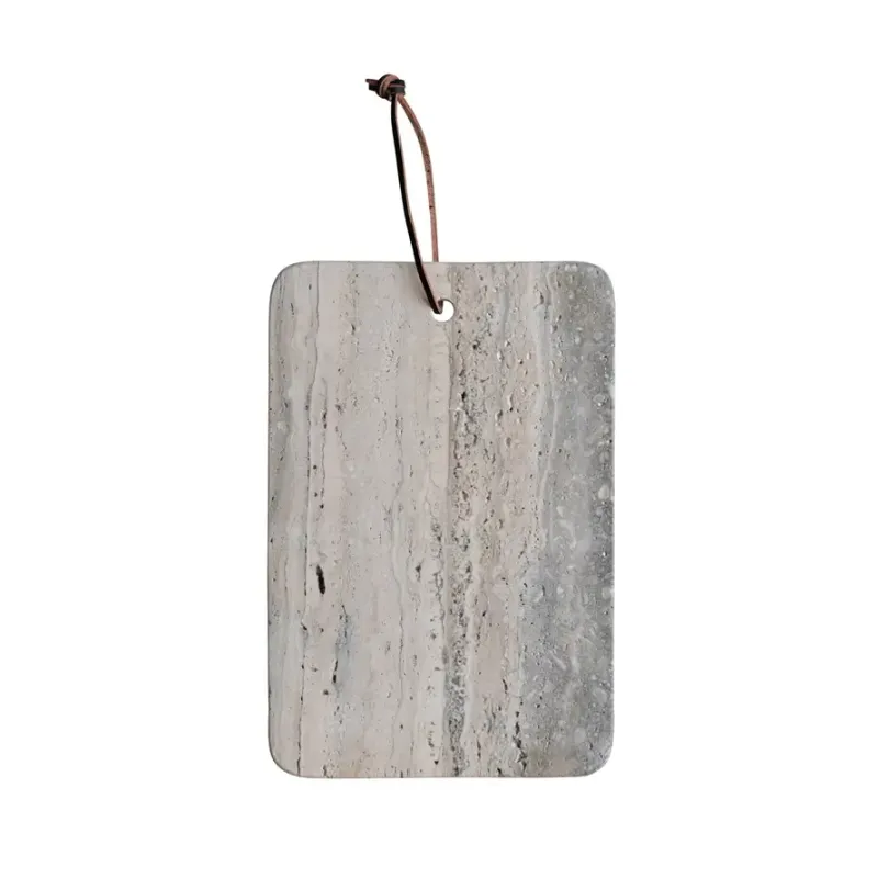 Travertine Cheese Cutting Board with Leather Tie