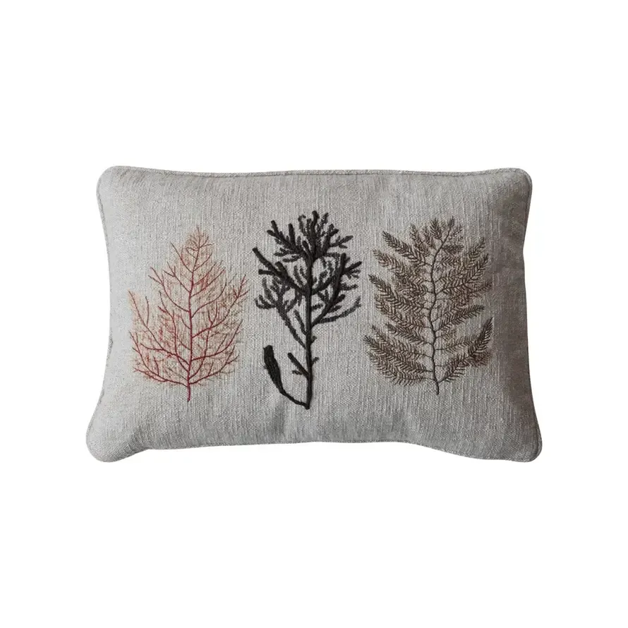 Lumbar Pillow Embroidered Coral - Multi Color - 24&quot;x16&quot;