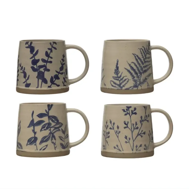 Stoneware Mug 16oz - Botanicals - 4 Assorted