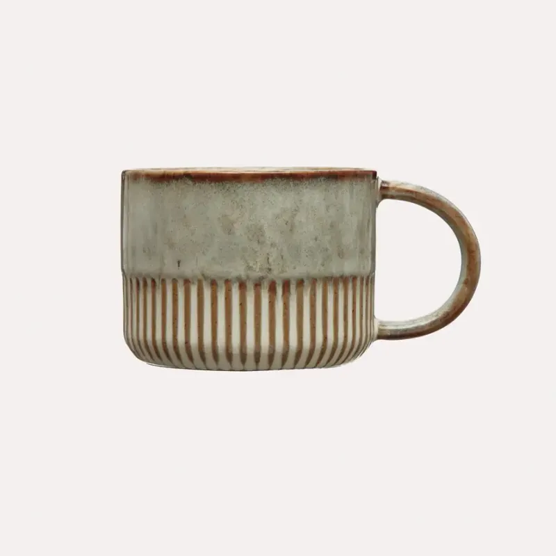 Stoneware Mug Crimped Bottom Reactive Glaze - 14oz