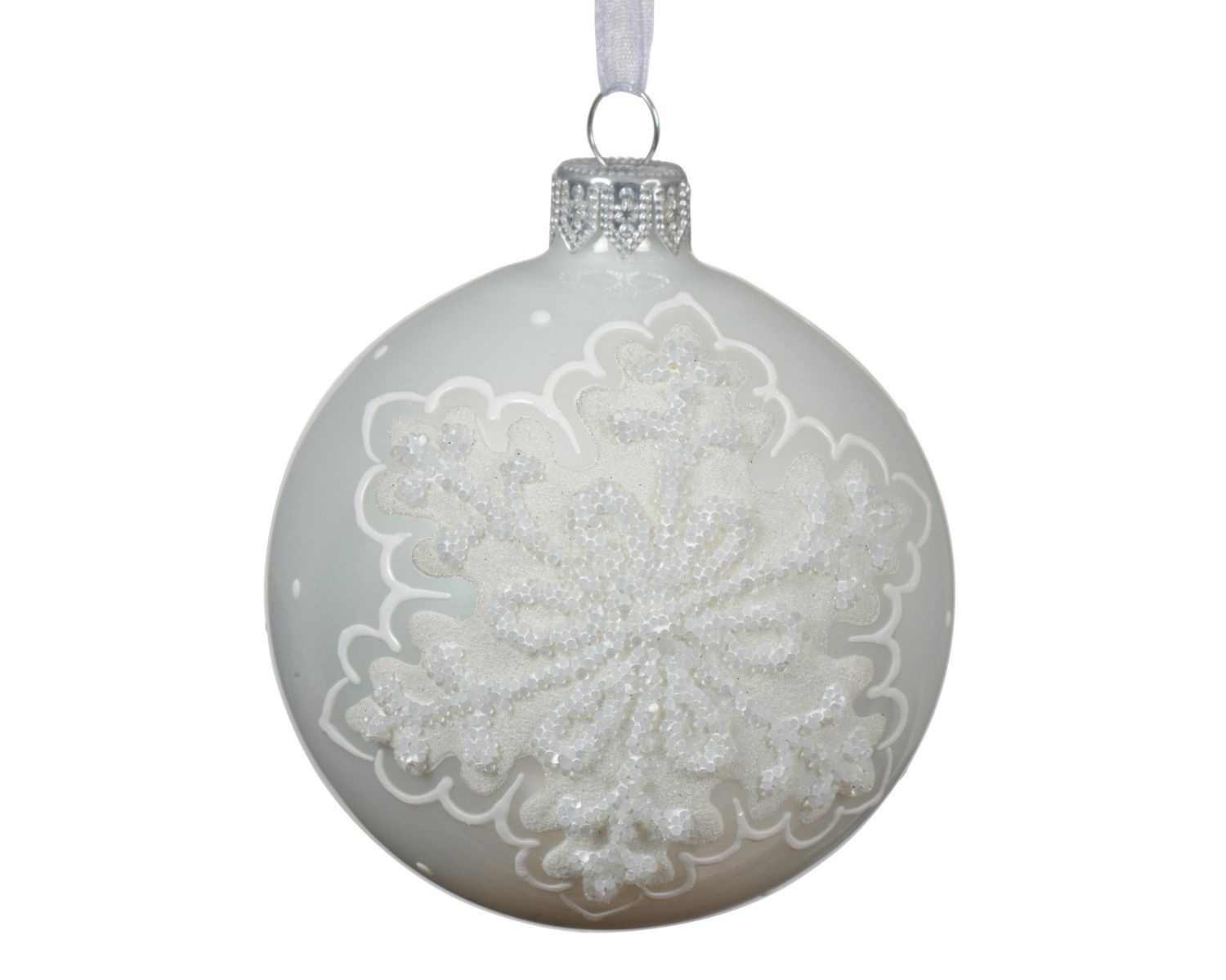 Xmas Ball Big Snowflake White 8cm