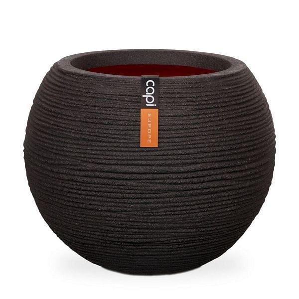 Capi - Vase Ball Rib NL, Size: 40cm x 40cm x 32cm, Color: Black