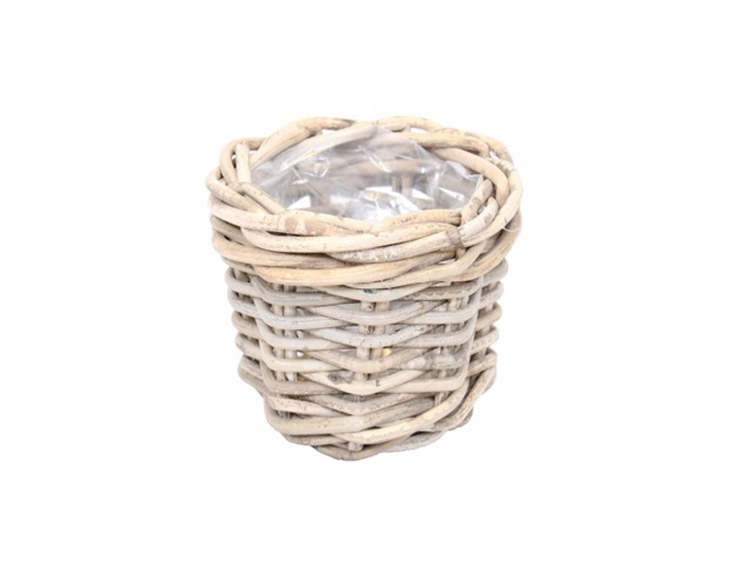 Planter Rattan Grey Round, Size: d15H12cm