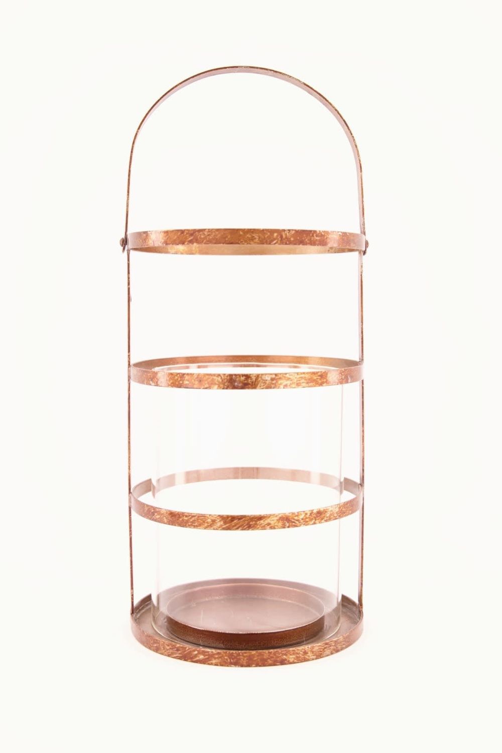 Lantern Metal with Glass, Color: Rusty, Size: 19x31cm