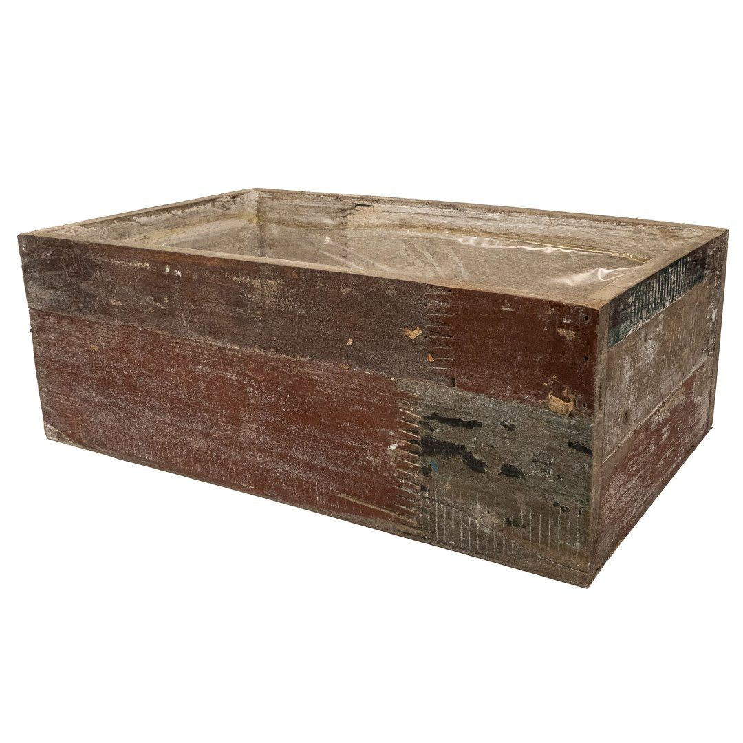 Planter - Reclaimed Wood Look, Size: 32.5x19x12cm