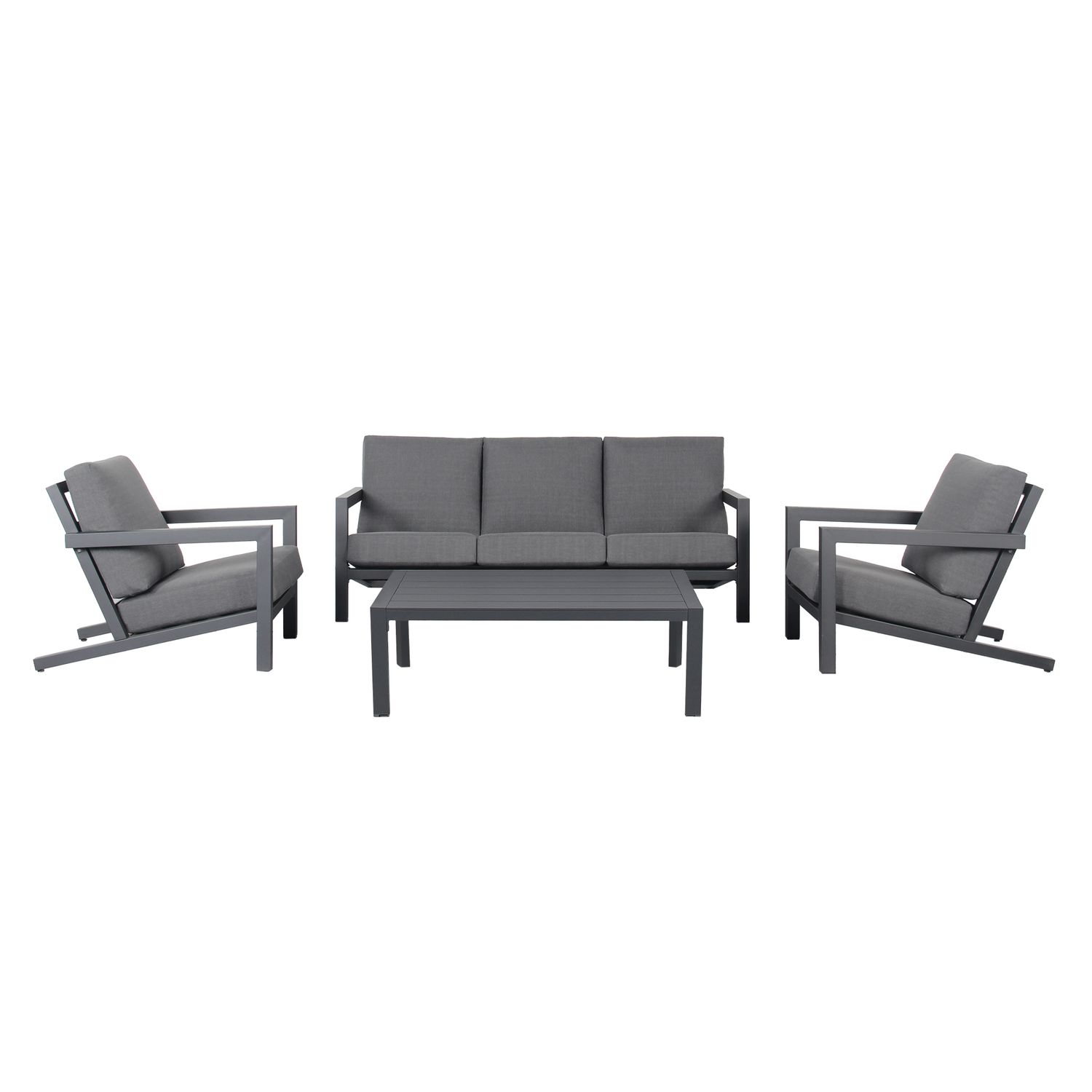 Matzo Triple Lounge Set with Cushions - Grey