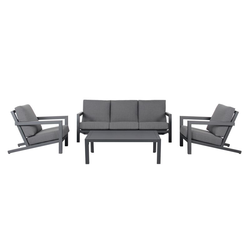 Matzo Triple Lounge Set with Cushions - Grey