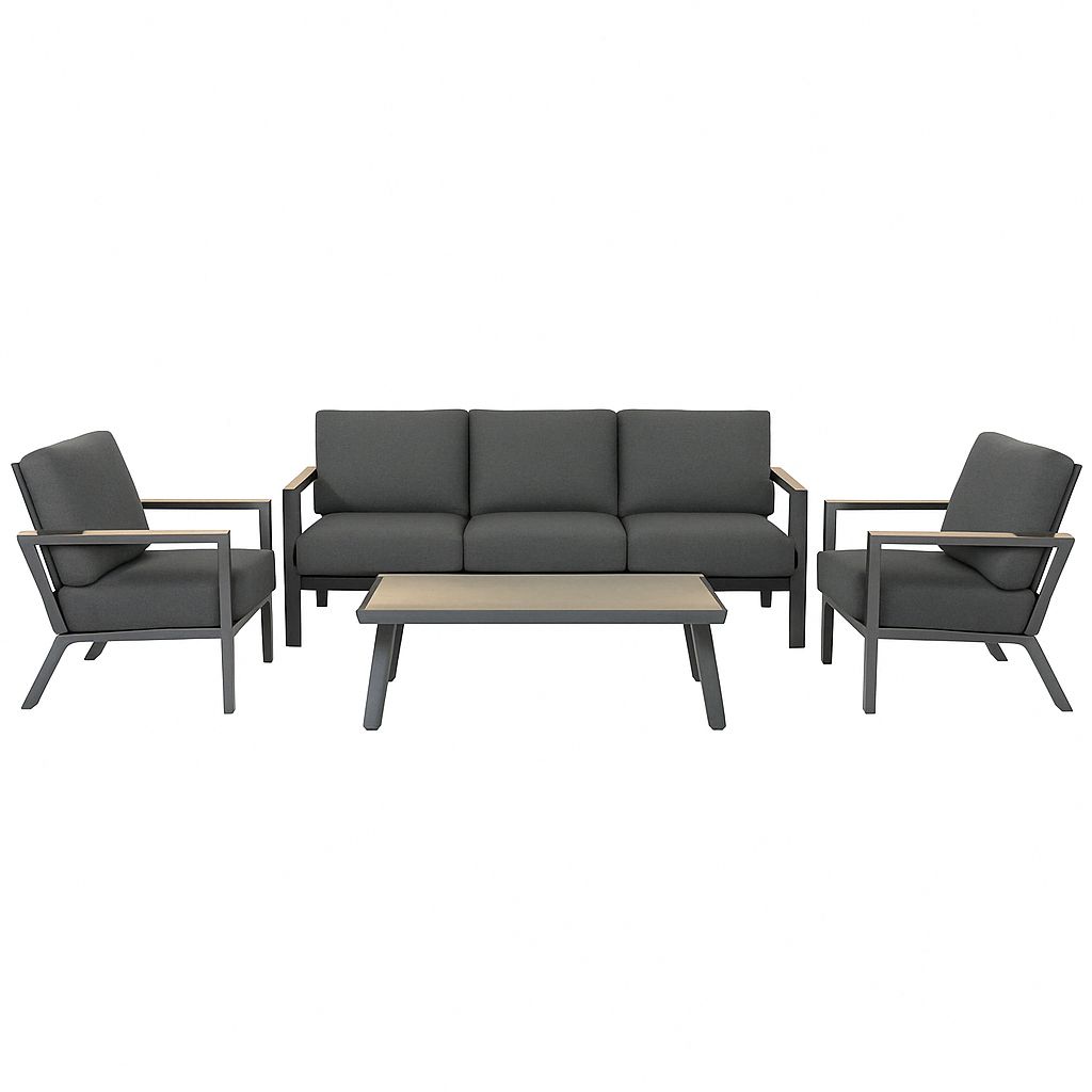 Arletter Triple Lounge Set with Cushions - Grey