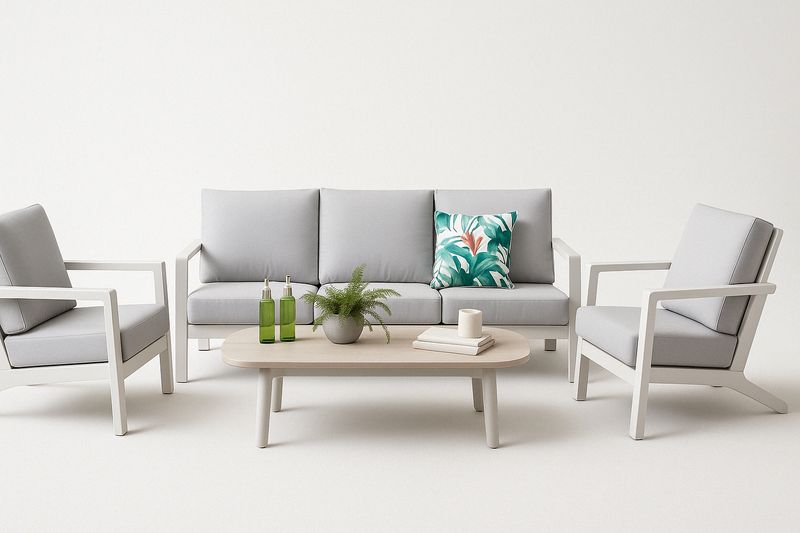 Aro Triple Lounge Set with Cushions - Grey