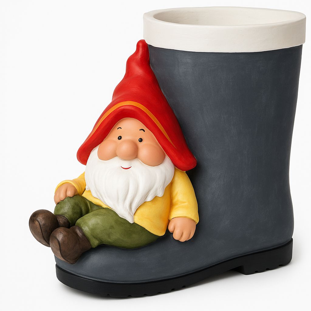 Garden Pot Gnome On Boot 30cm