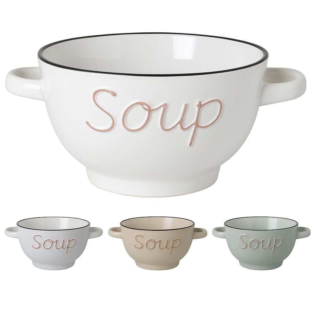 Soup Bowl With Handles - 4 Assorted