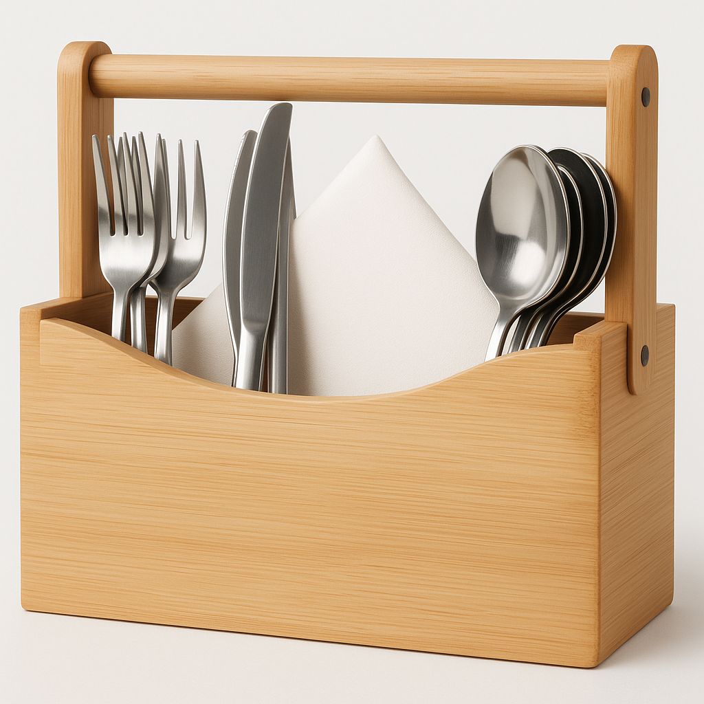 Cutlery Holder Bamboo with Handle