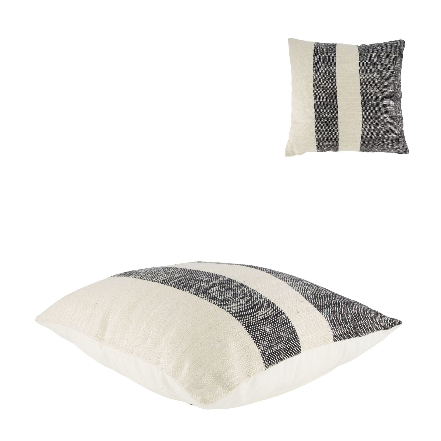 Cushion Striped Recycled Cotton 45x45x9cm Black White
