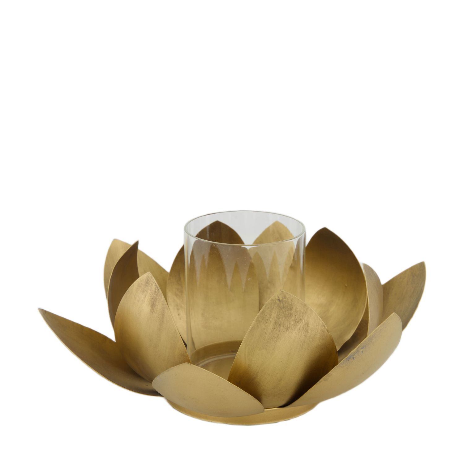 Metal Candle Holder 27x26.5x10cm Gold Flower