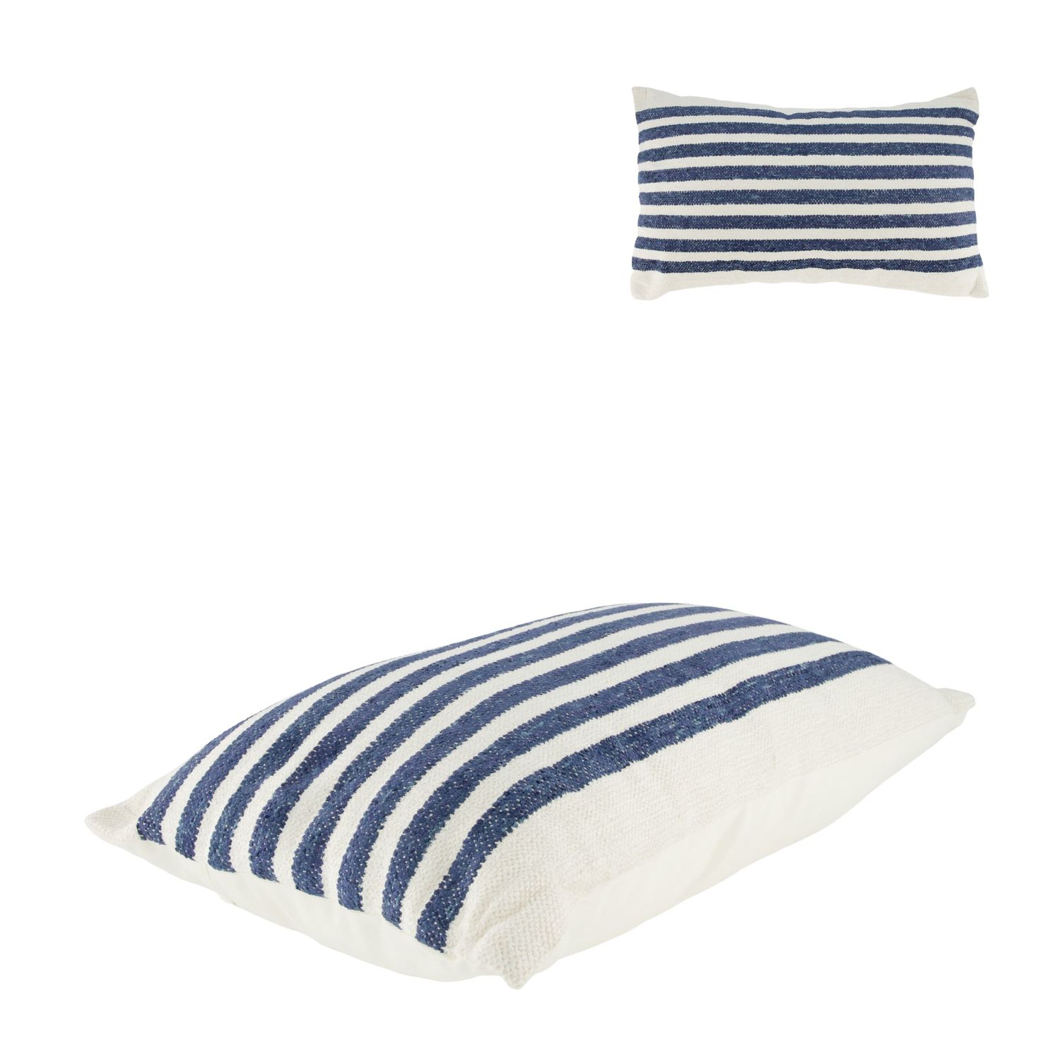 Cushion Striped Recycled Cotton 30x50x9cm Blue