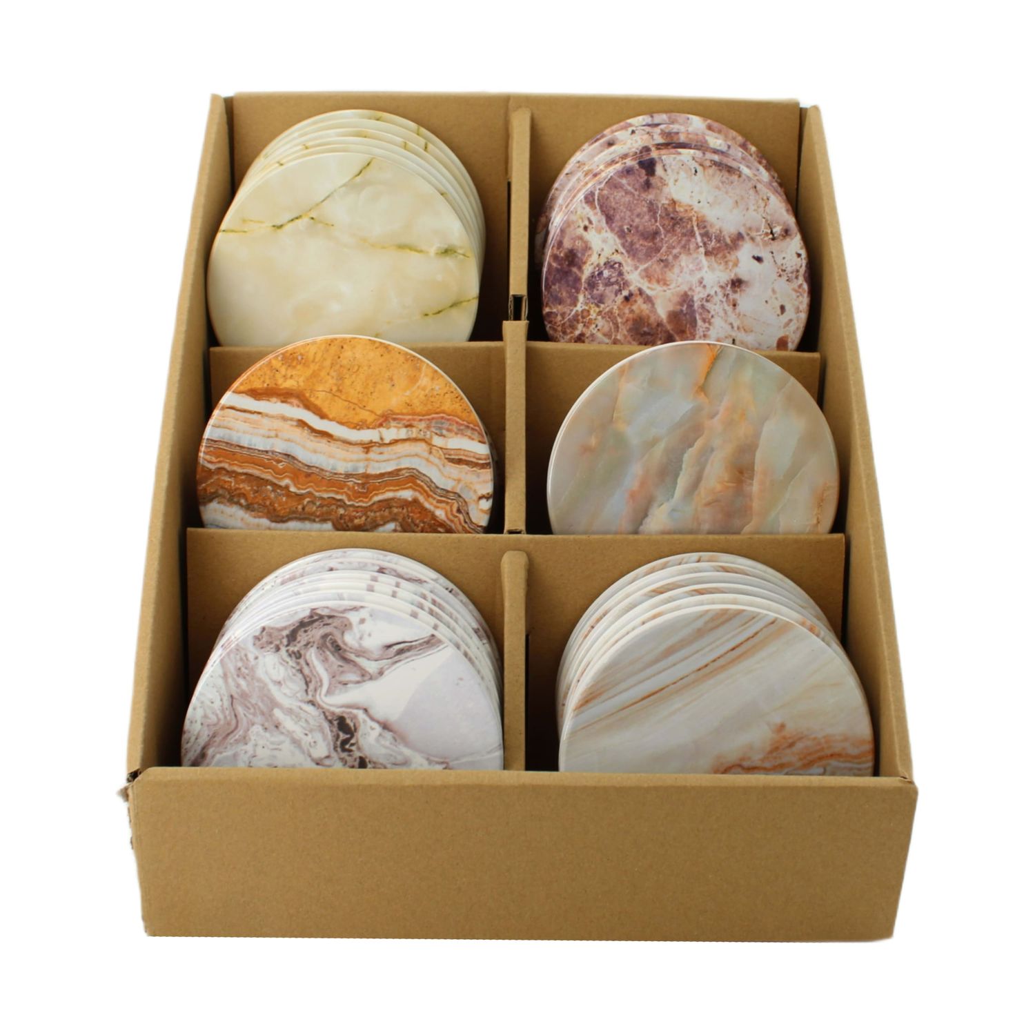 Ceramic Round Marble Coasters 10.3cm - 6 Assorted