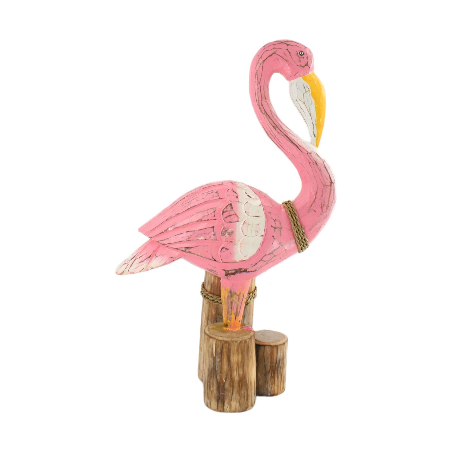 Flamingo Statue Albizia Wood 38x58cm