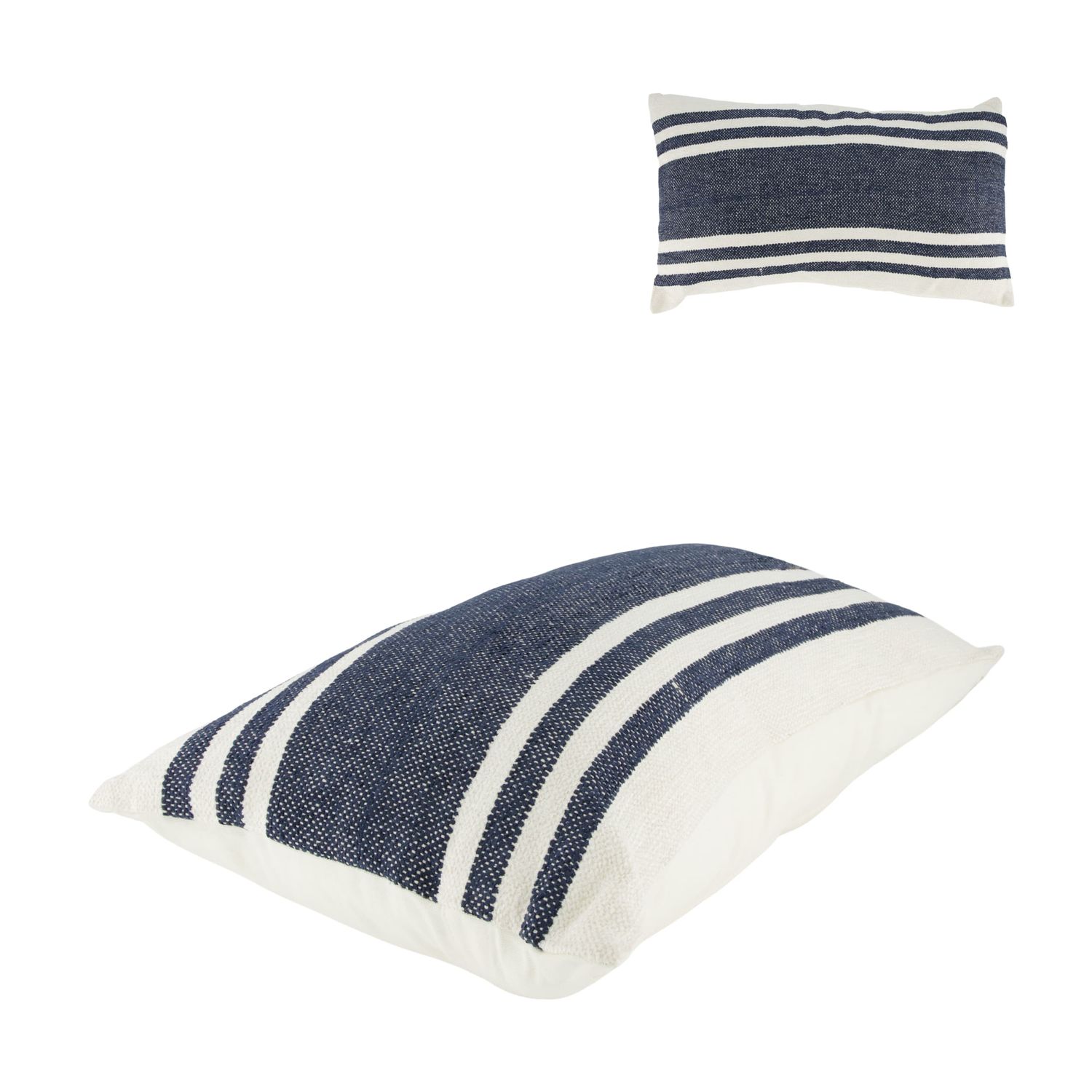 Cushion Striped Recycled Cotton 30x50x9cm Blue