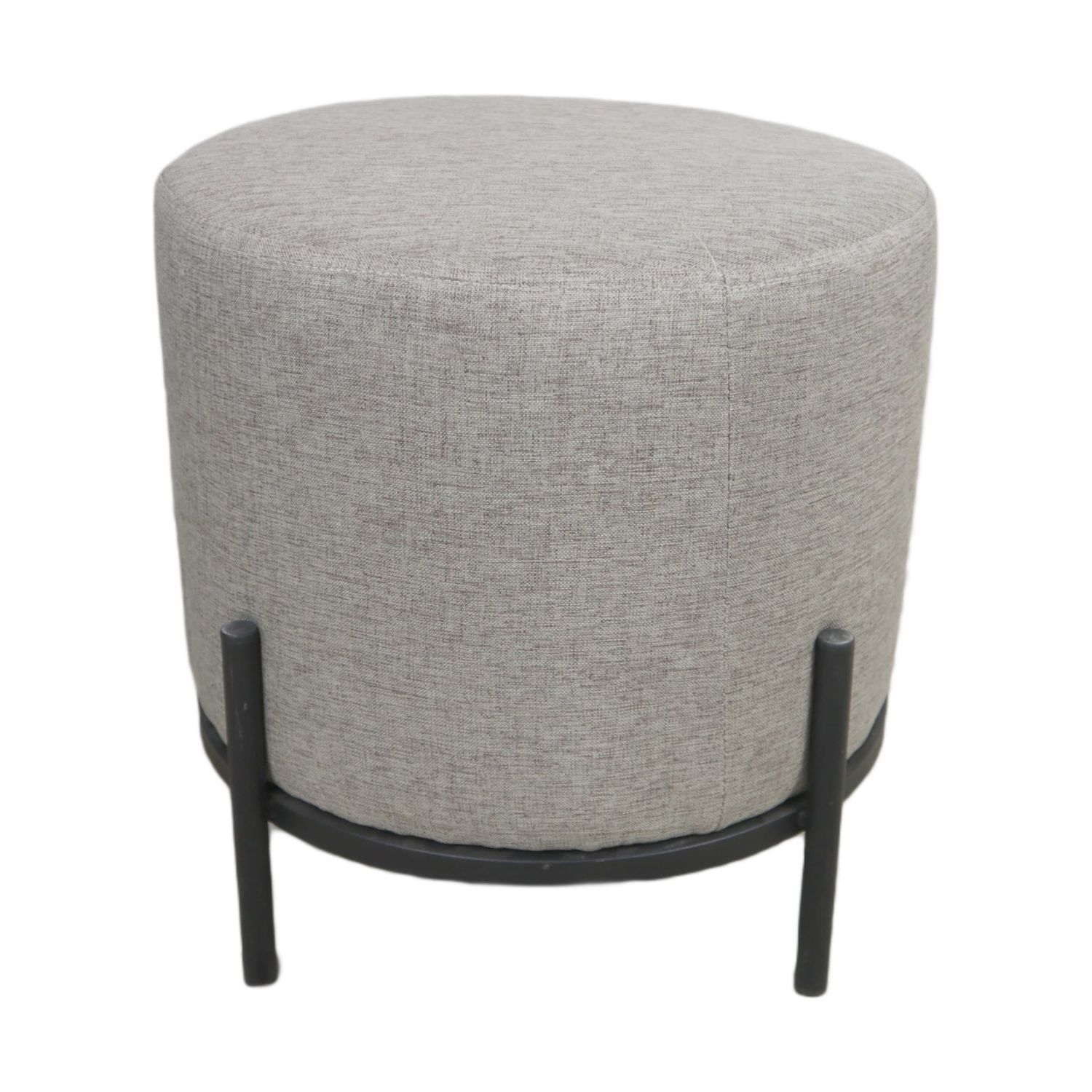 Brown Linen Stool Black Base