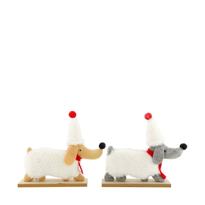 Fabric Wood Dog 21cm - 2 Assorted