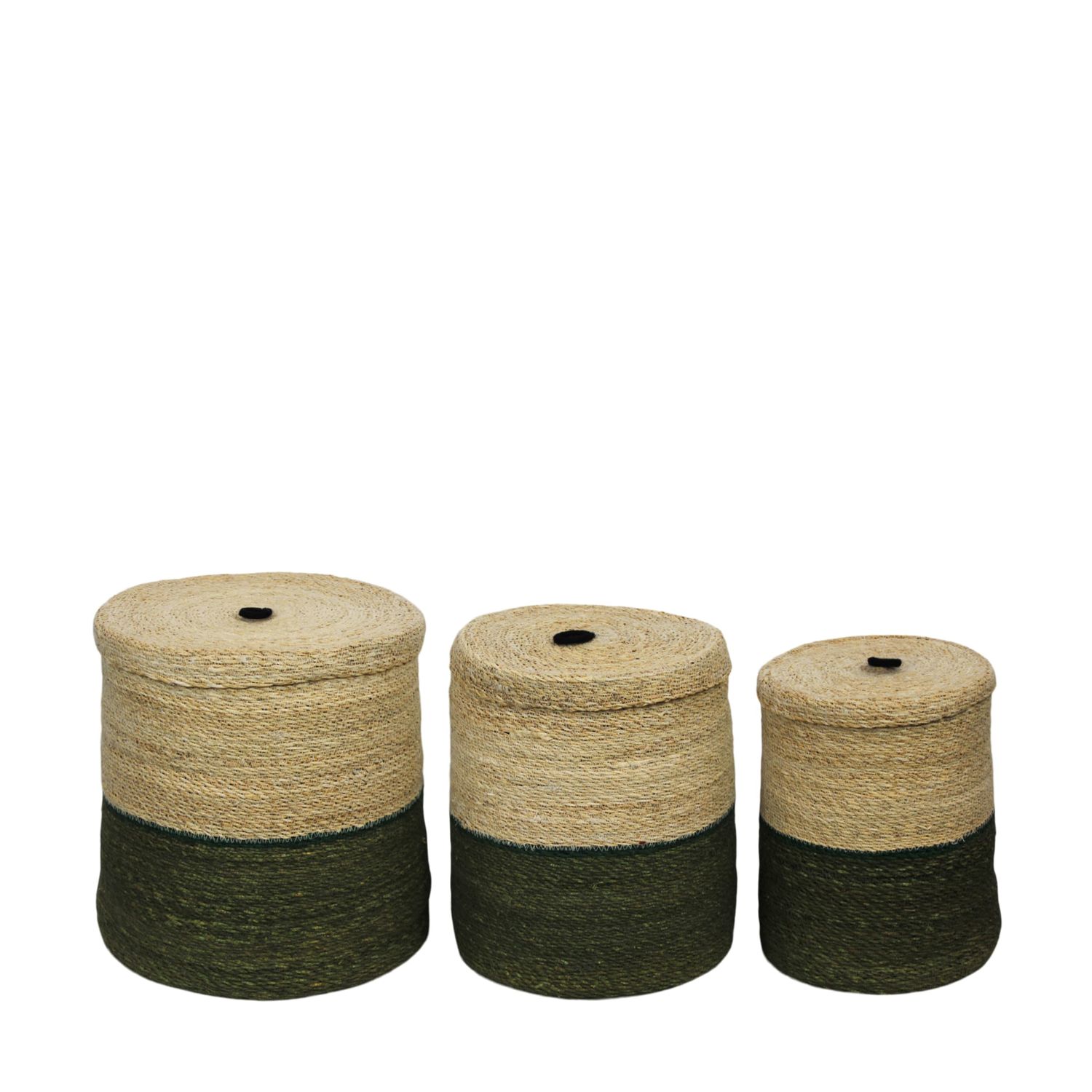 Basket Round with Lid Brown Seagrass