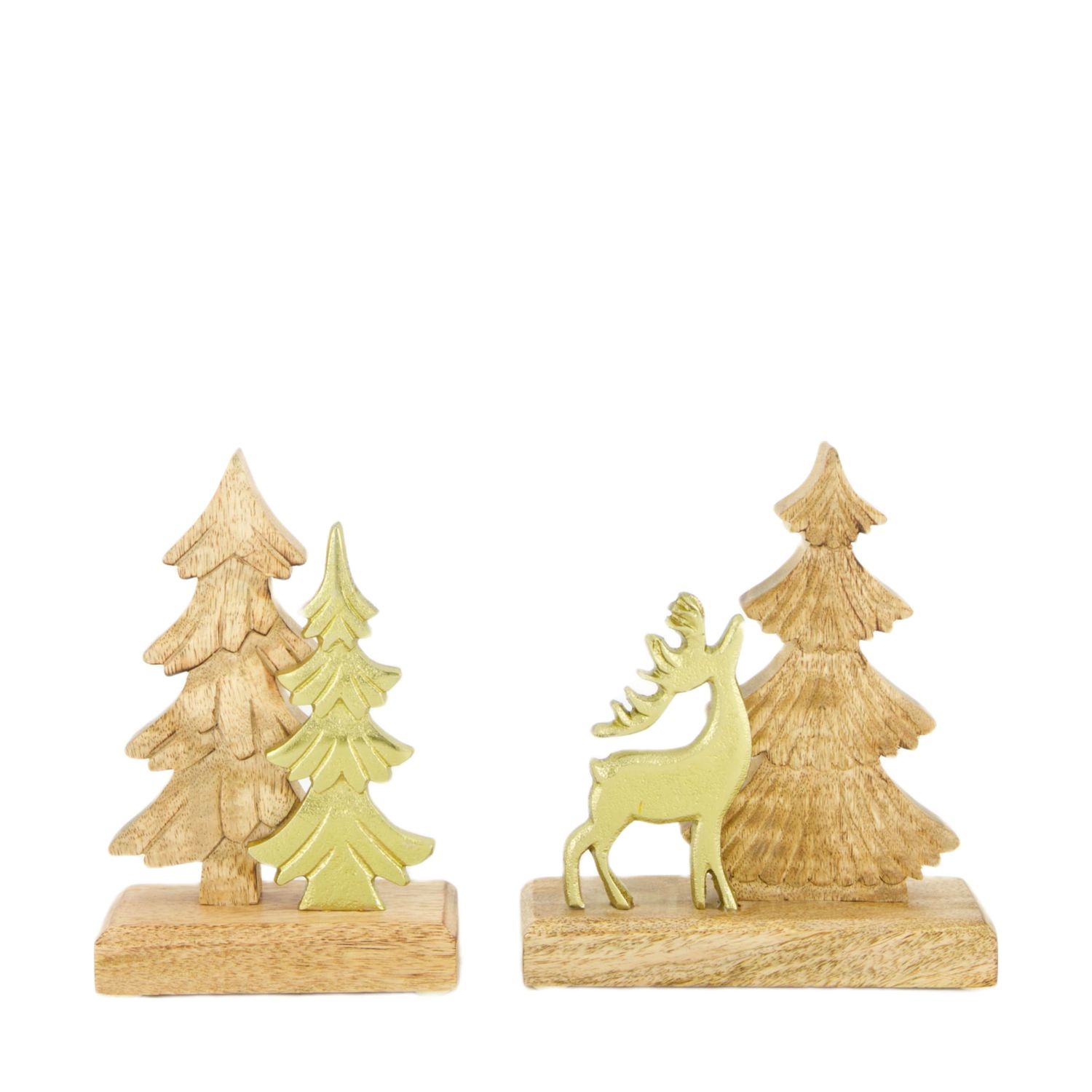 Tree Mango Wood and Metal 18cm - 2 Assorted