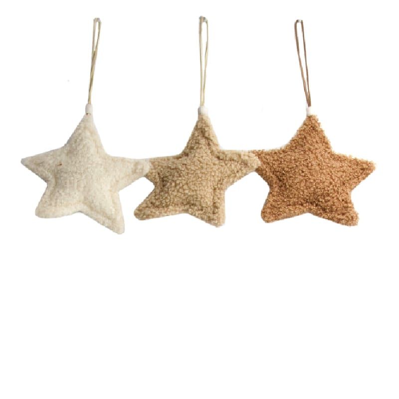 Fabric Hanger Star 14cm - 3 Assorted