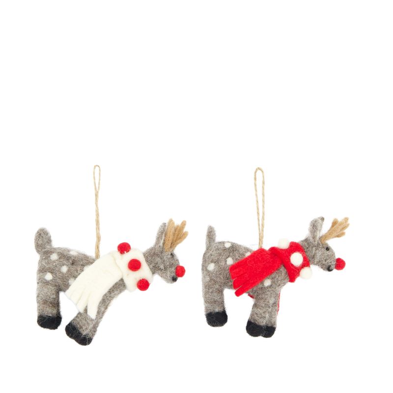 Hanger Wool Deer 12cm - 2 Assorted