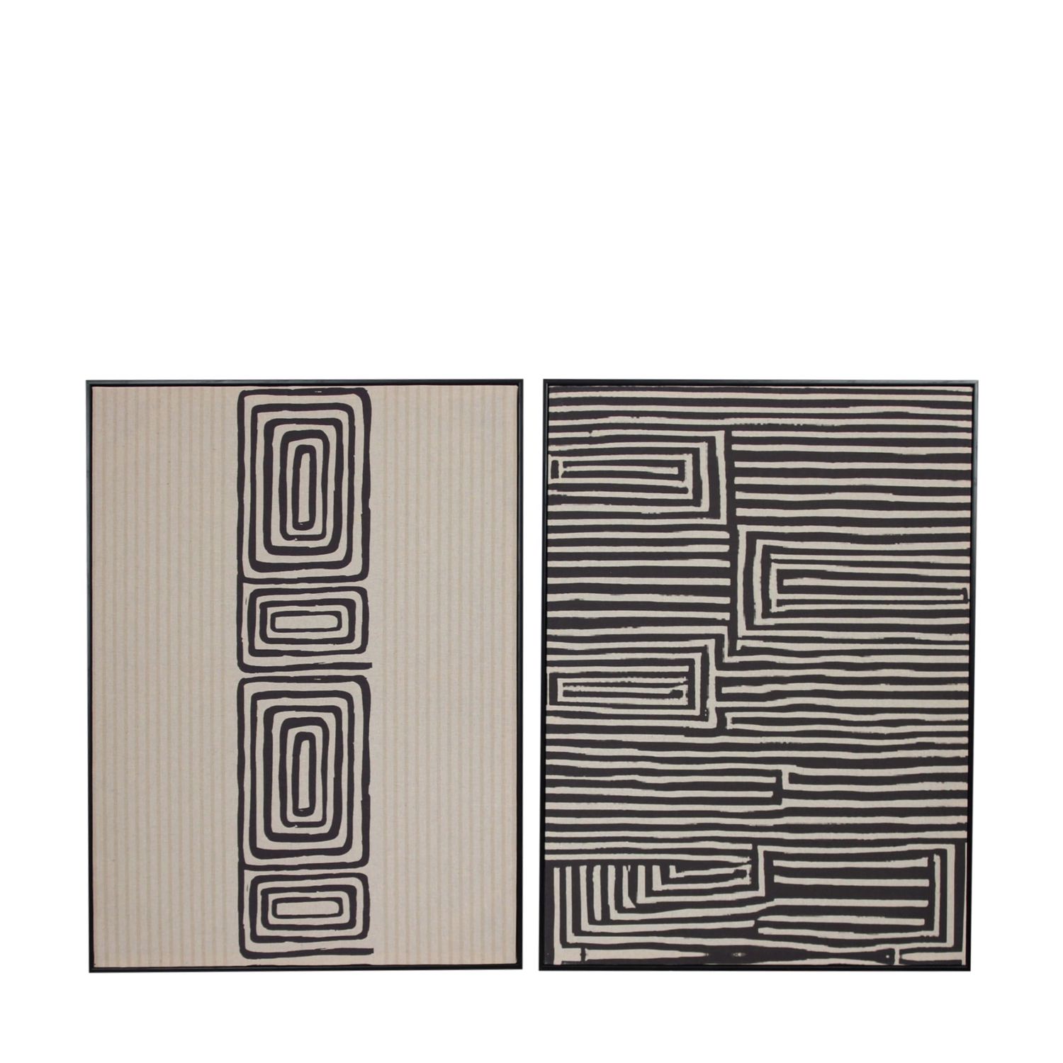 Wall Art Linen 58x78cm - Black and White 2 Assorted
