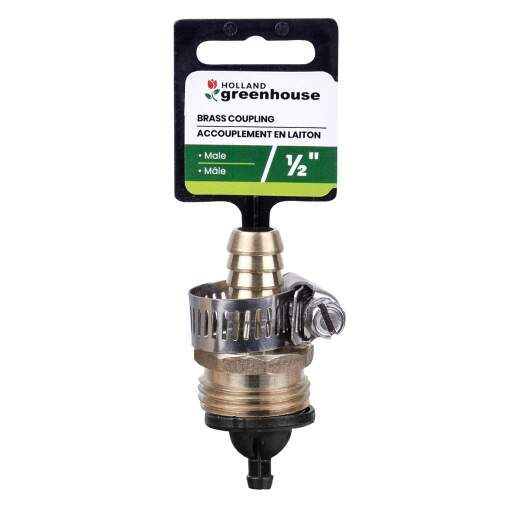 Holland Greenhouse - Solid Brass Hose Repair Male Coupling 1/2&#39;&#39;
