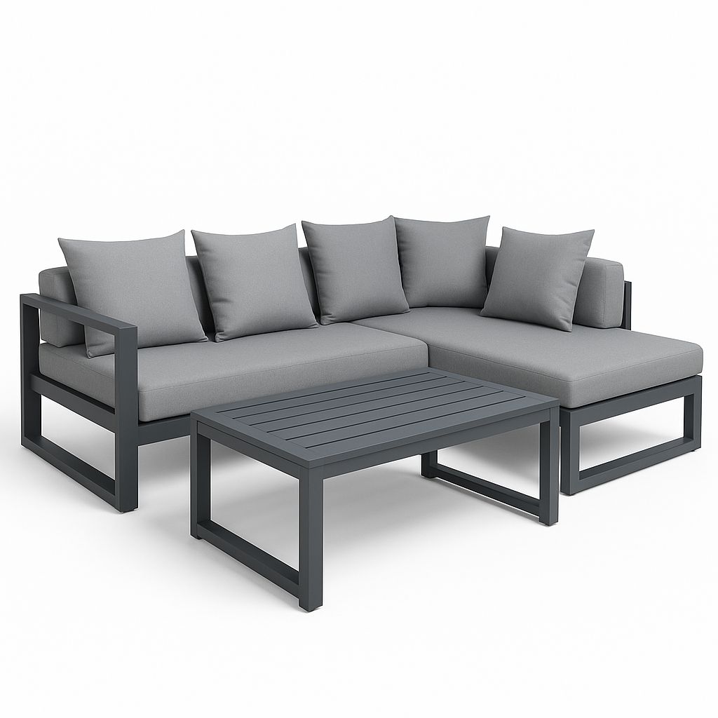 Willis Sectional Lounge Set with Cushions - Grey