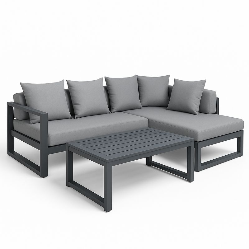 Willis Sectional Lounge Set with Cushions - Grey