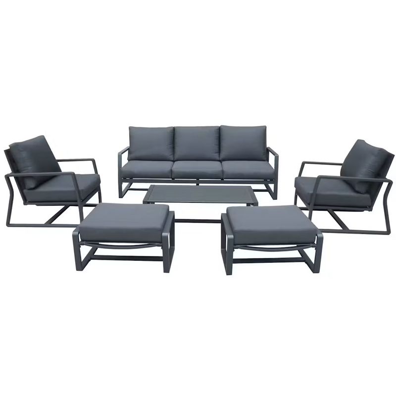 Bon Triple Lounge Set with Cushions - Grey (6 pc)