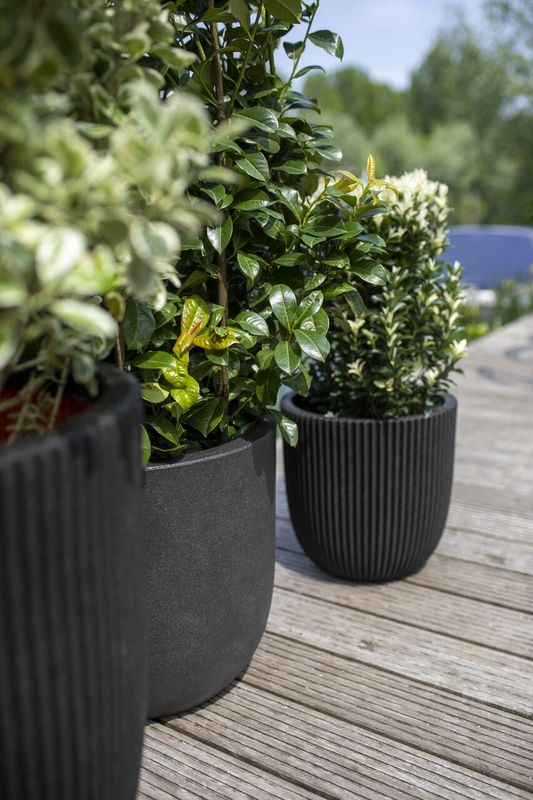 Capi - Planter Ball Groove Textile Black