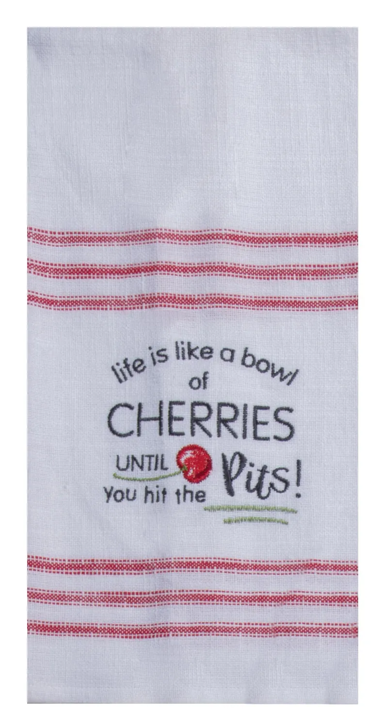 Bowl Of Cherries Emb Tea Towel