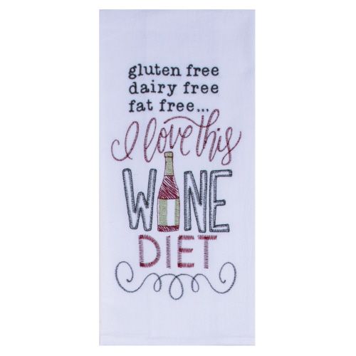 Wine Diet Emb Flour Sack Towel