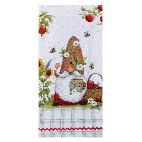 Garden Bee Gnome Dishtowel Terry